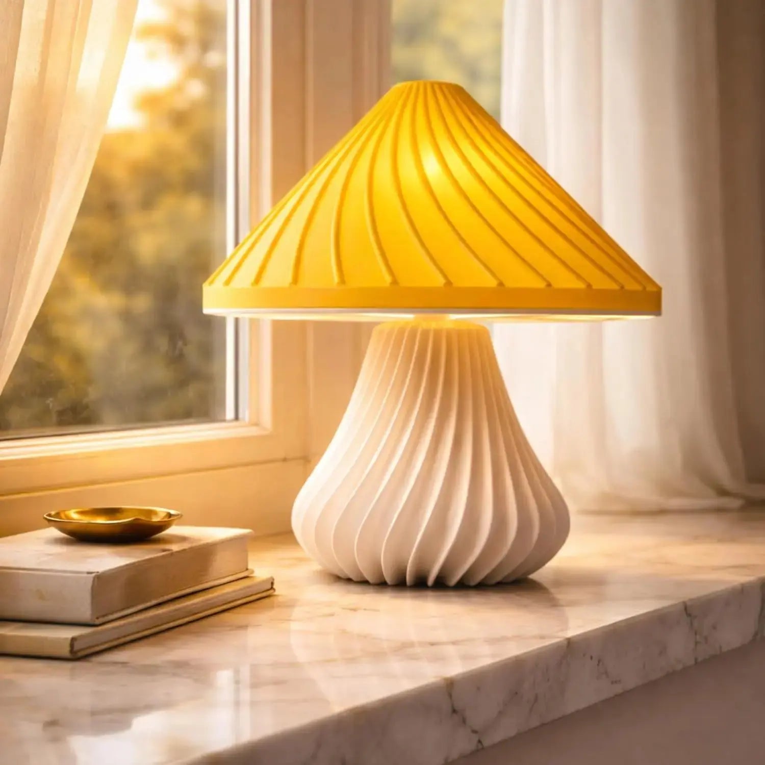 Mushroom Table Lamp Bloom Yellow Florra Living