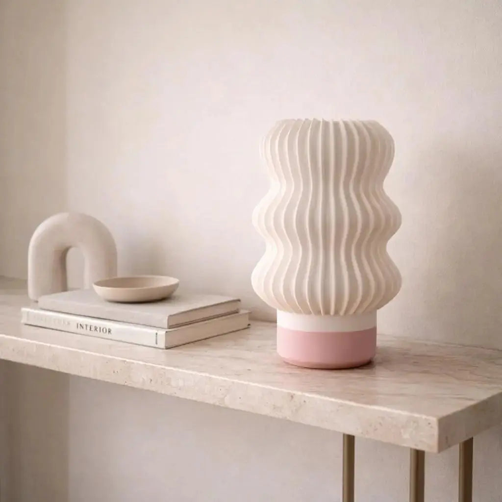 Wavey Mini Table Lamp Pink Florra Living